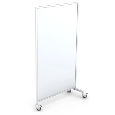 Lekki parawan rehabilitacyjny 120 cm z aluminiowym stelażem, stabilną podstawą i zmywalną płytą z poliwęglanu PC.