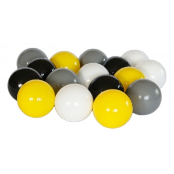 Białe, szare, czarne, żółte piłeczki do basenu