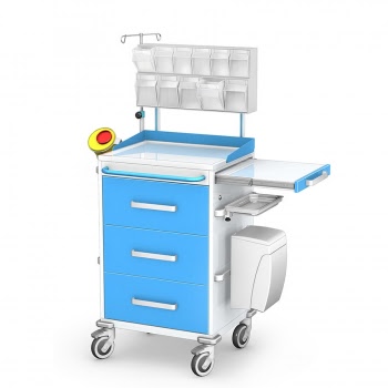 Wózek anestezjologiczny z szufladami i nadstawką